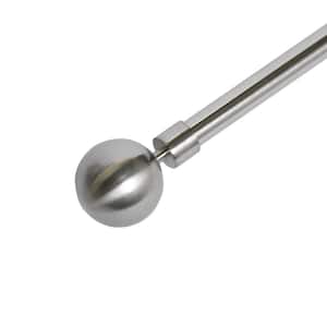 66 in. - 120 in. Telescoping 3/4 in. Single Curtain Rod Kit in Silver with Metal Ball Finial
