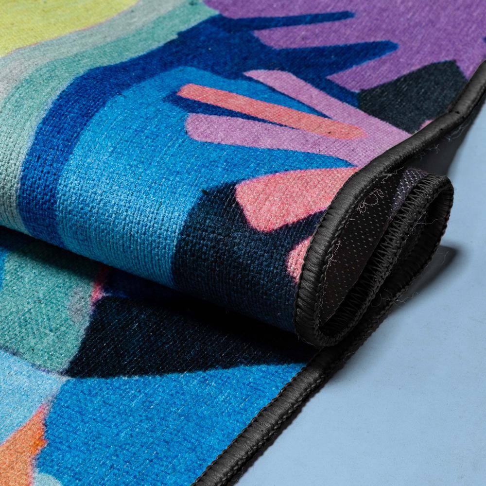 Vibrant Multicolor Synthetic Rectangular Washable Area Rug