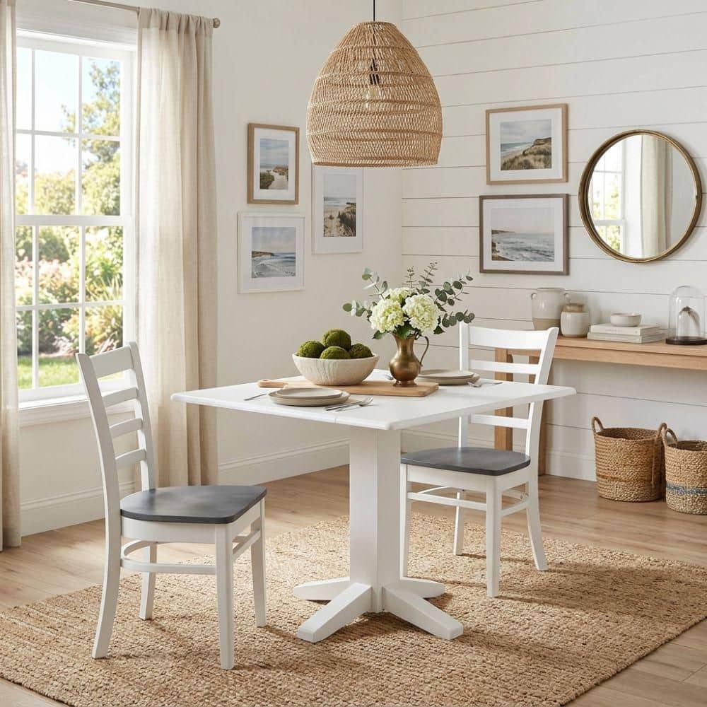 International Concepts 36 in. Pure White Square Drop-Leaf Dining