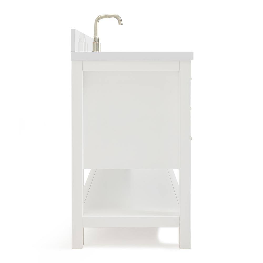 Magnolia 49" White Solid Wood Single Bathroom Vanity with Quartz Top