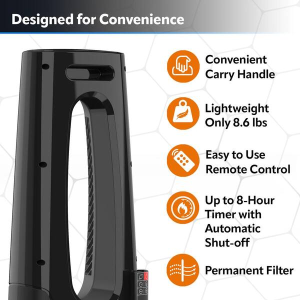 Lasko Bladeless 1500W 28 in. Black Electric Oscillating Tower Ceramic Space  Heater with Remote Control and Digital Display CW100 - The Home Depot