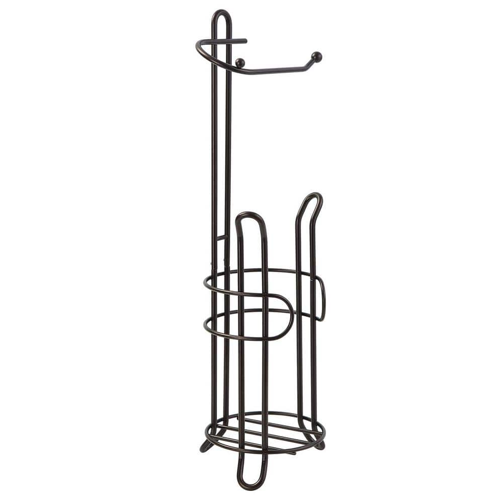 Freestanding No Post Toilet Paper Holder Roll Storage Dispenser in Bronze