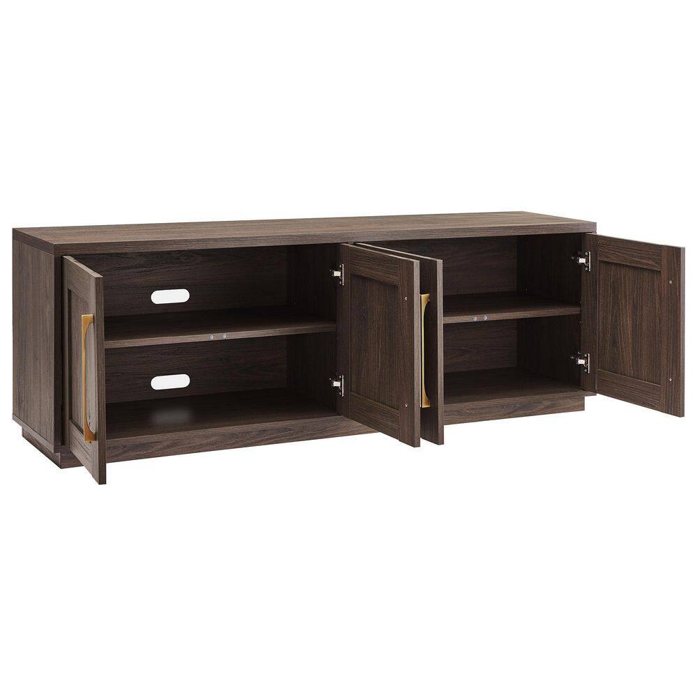 Alder Brown Modern TV Stand with Cabinets