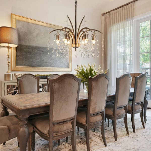 Tara 6-Light Unique Classic/Traditional Bronze Chandelier with Crystal Accents