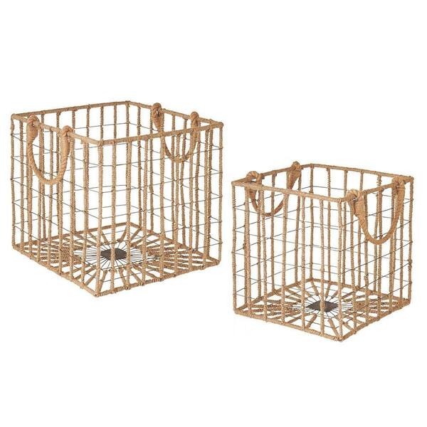 Filament Design Sundry 14.25 in. x 14.25 in. Iron Decorative Basket (Set of 2)