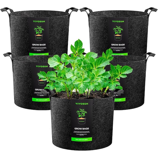 30 Gal. Heavy-Duty Nonwoven Fabric Plant Grow Bags with Handles (5-Pack)