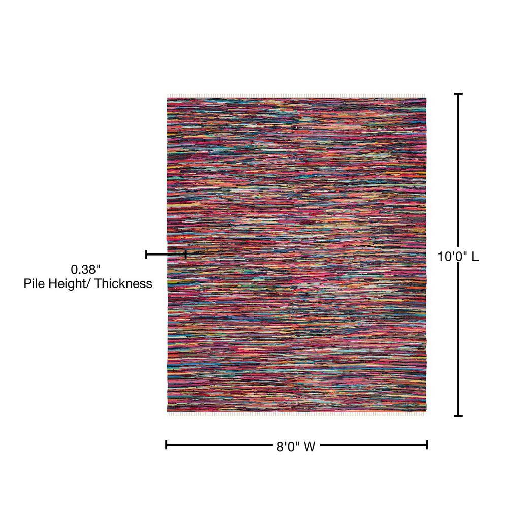 Handmade Boho Stripe Cotton Area Rug, 8' x 10', Multicolor