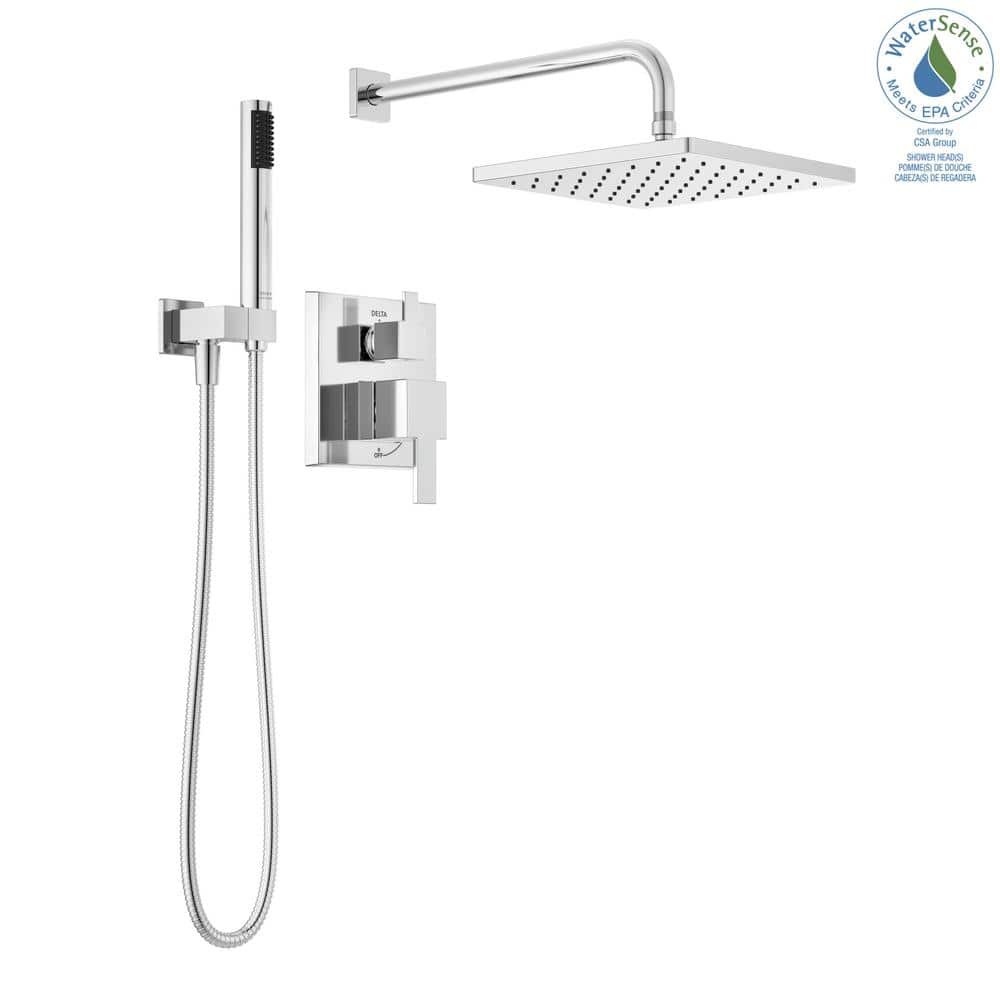 Modern Chrome Raincan Shower System with Handheld Spray