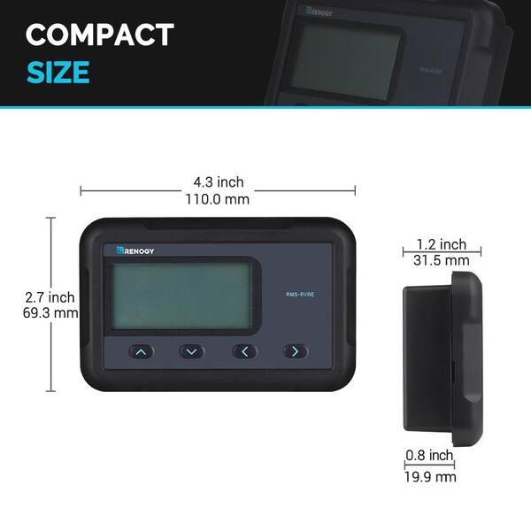 Renogy 5-Volt 30mA Monitoring Screen for Rover Elite Series RMS