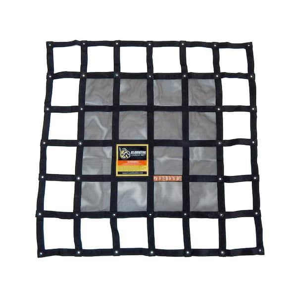 GLADIATOR Cargo Nets 4 ft x 4 ft. Heavy-Duty Cargo Net, Integrated Mesh, Adjustable, Load Certified. Attachment Straps and Bag Included