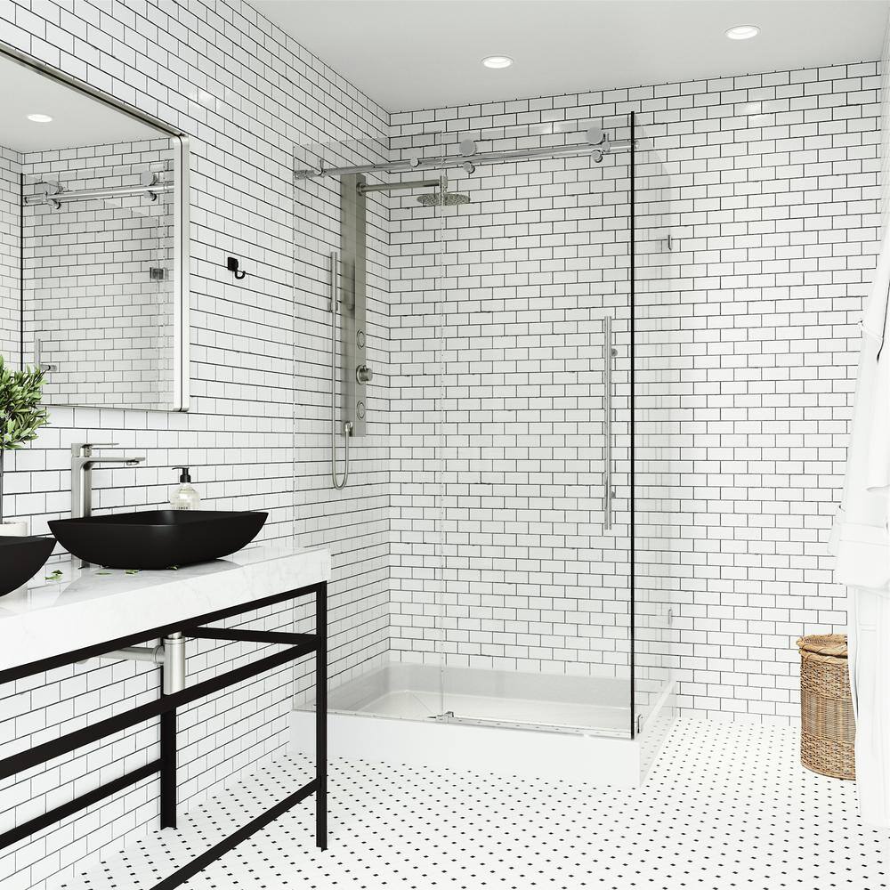 Elan E-Class Chrome Frameless Sliding Shower Enclosure with Clear Glass