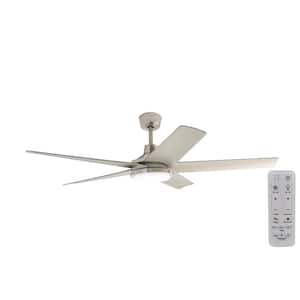 Ladshaw 60 in. Indoor/Outdoor Wet Rated Brushed Nickel Ceiling Fan with Adjustable White LED and Remote Included