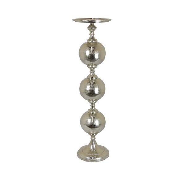 Benjara Silver Metal Candle Holder Decoration Sphere
