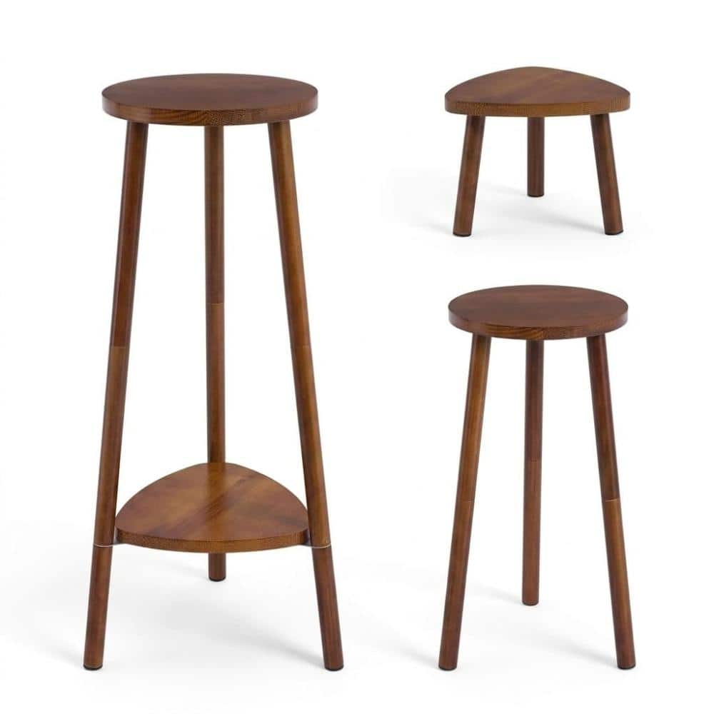 "28.7"" Walnut 2 Tier Convertible Wooden Plant Stand Indoor Outdoor Multi-Purpose Shelf" price history on PriceWatchPro