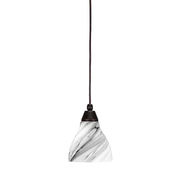Unbranded Bryson 6.25 in. 1-Light Dark Granite Cord Pendant Light with 6.25 in. Onyx Swirl Glass Shade, no bulb included