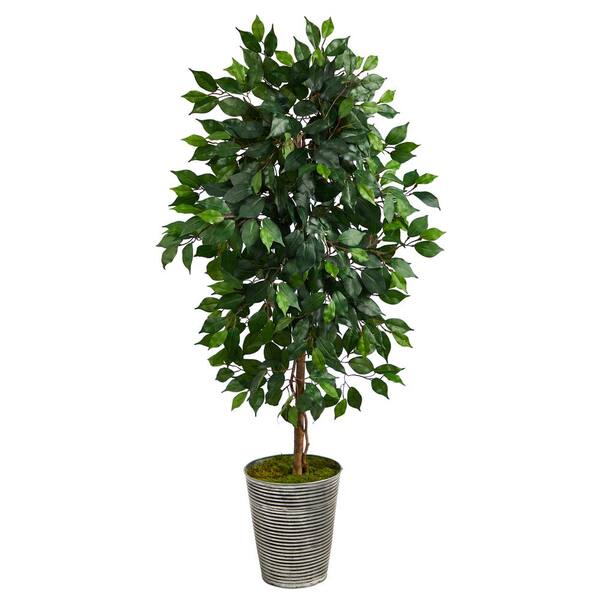 Nearly Natural 3.5ft. Ficus Artificial Tree in Decorative Tin Planter