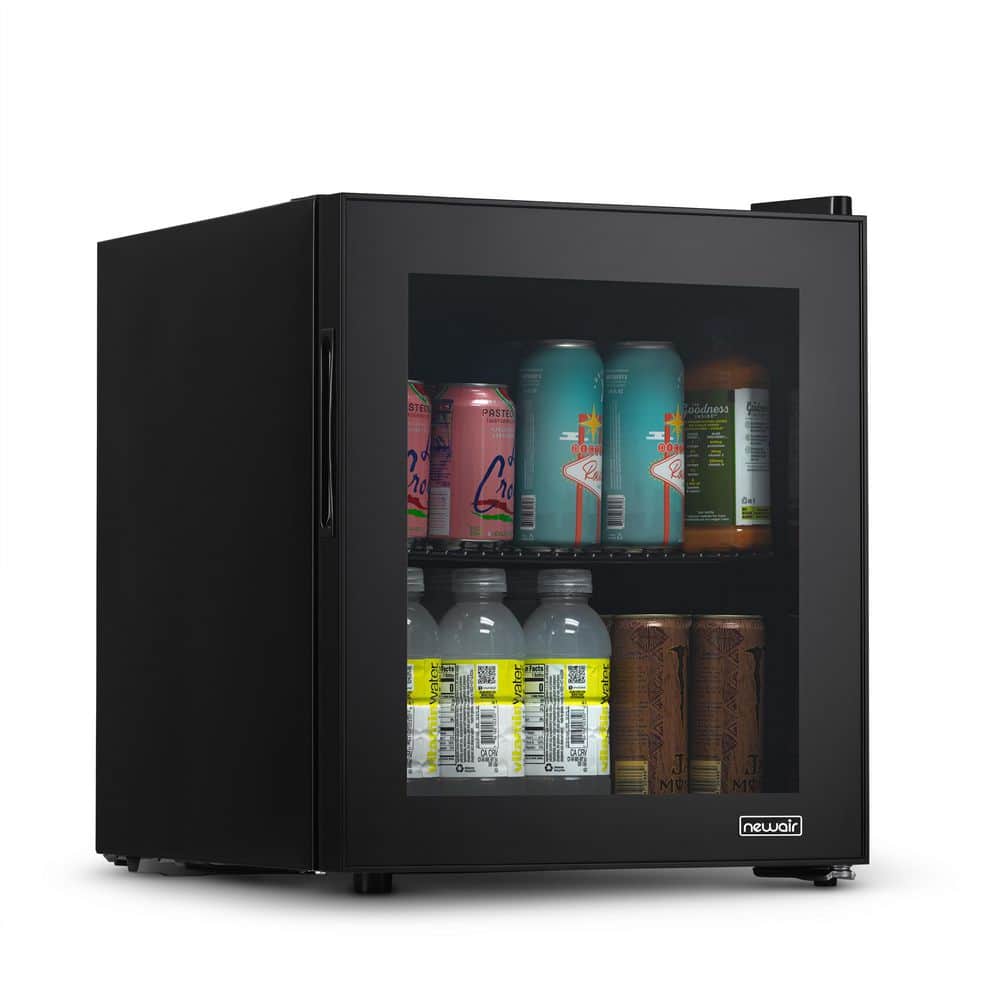 NewAir 17 in. 60-Can Beverage Refrigerator with Glass Door in Black, Freestanding or Countertop Mini Fridge AB-600B