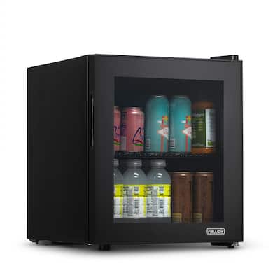 17 in. 60-Can Beverage Refrigerator with Glass Door in Black, Freestanding or Countertop Mini Fridge