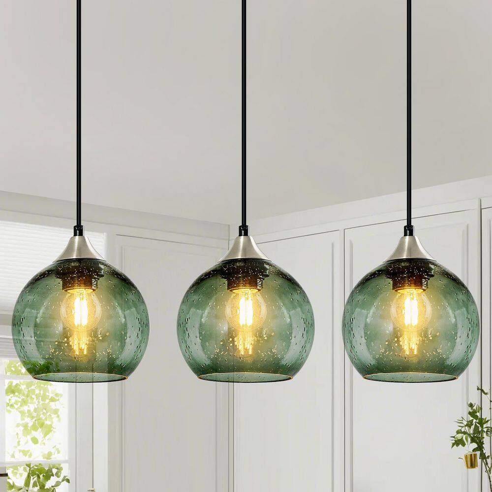 Home Lighting 5. 9 in. 60 Watt 1 Light Modern Gray Green Glass Globe Pendant Light Fixtures for Kitchen Island, 3-Pack price history on PriceWatchPro