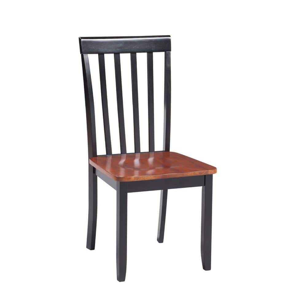 Black and Cherry Wood Transitional Side Chair Set
