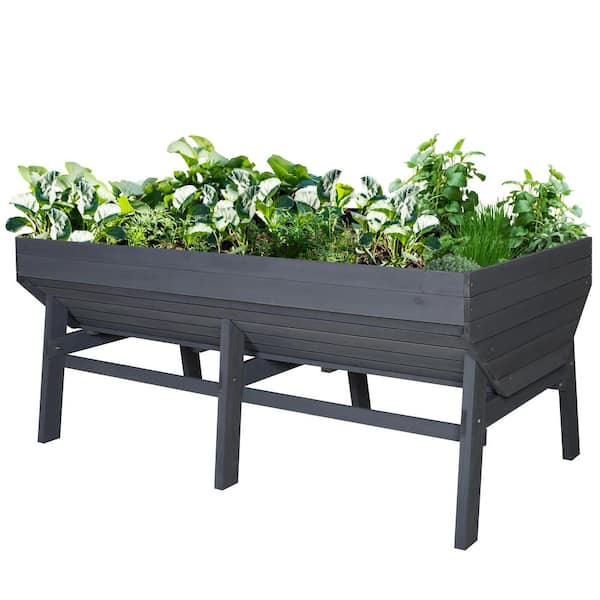 VEIKOUS 70 in. L Oversized Wooden Raised Garden Bed With Funnel Design ...