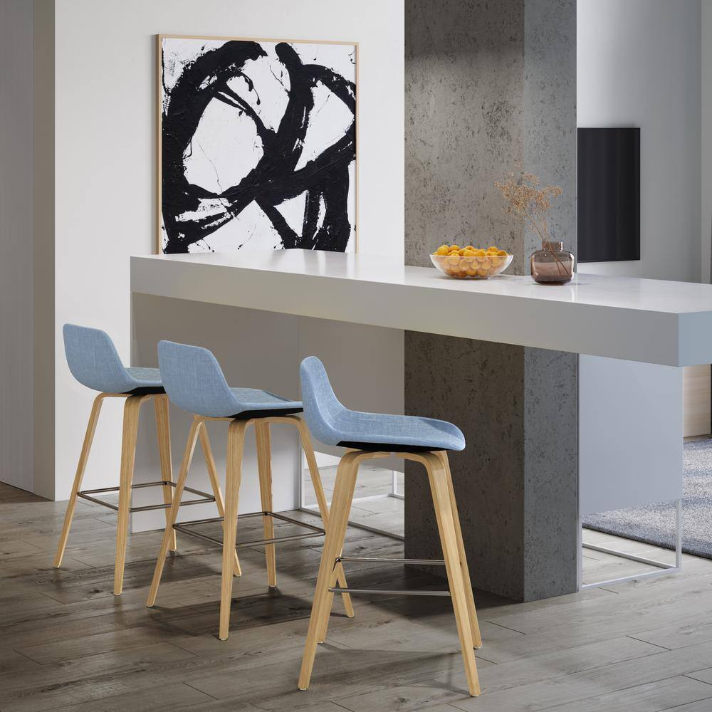 Randolph Denim Blue Bentwood Counter Stool with Chrome Finish (Set of 2)