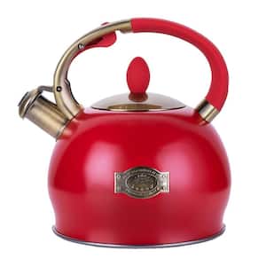 Wudkey 10-Cup Red Stove Top Whistling Tea Kettle, Food Grade