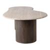 Liv & Skye 48 in. Brown Modern Oval Travertine Stone Top Coffee Table with Mango Wood Base 21493