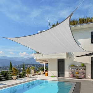 20 ft. x 20 ft. 185 GSM Light Gray Square UV Block Sun Shade Sail for Yard and Swimming Pool etc.