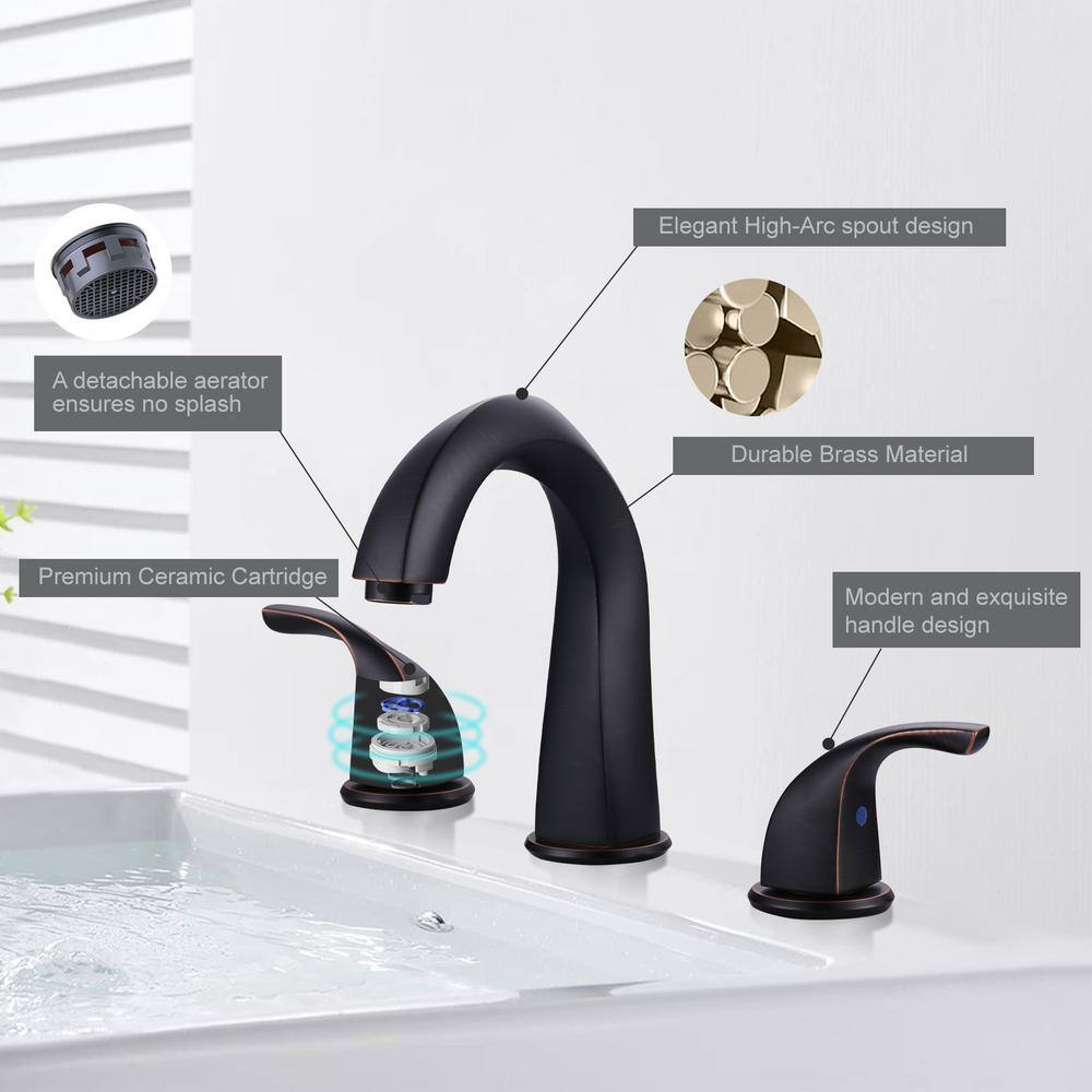 Oil Rubbed Bronze 8-Inch Widespread Bathroom Faucet with Pop-Up Drain