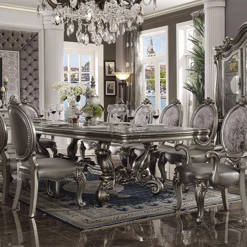 Antique Platinum Extendable Rectangular Wood Dining Table