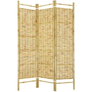 6 ft. Bamboo 3-Panel Burnt Bamboo Room Divider
