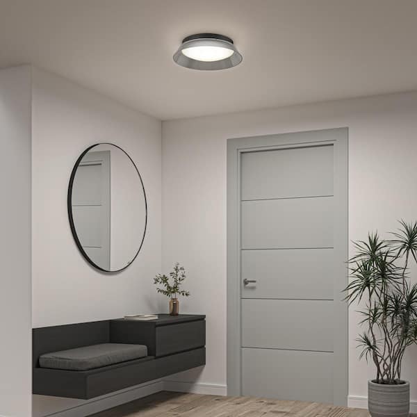 Artika Arthur 15 in. 1 Light Smoke Glass 5CCT Integrated Selectable LED Flush Mount Ceiling Light