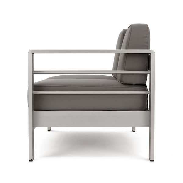 Cape Coral Khaki 5-Piece Aluminum Outdoor Patio Sectional Set with Khaki Cushions