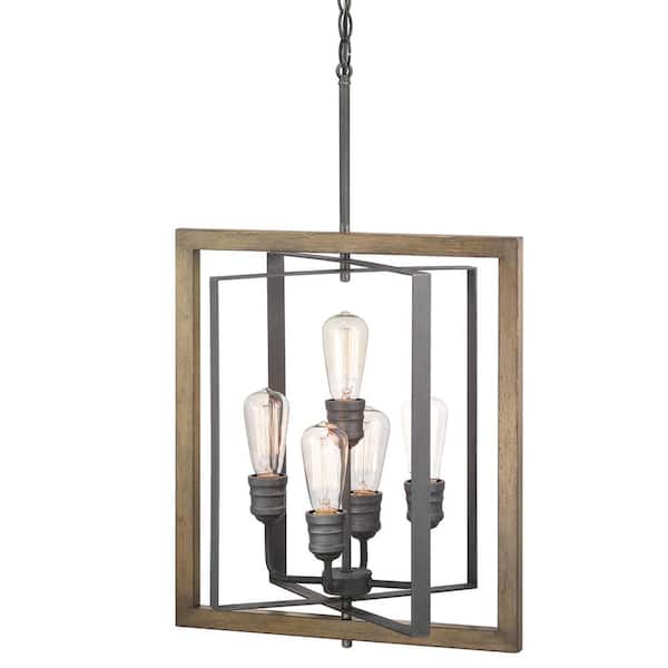 Home Decorators Collection Palermo Grove 18 In 5 Light Gilded Iron Farmhouse Pendant With Painted Walnut Wood Accents 7966hdcgidi - Home Decorators Palermo Grove