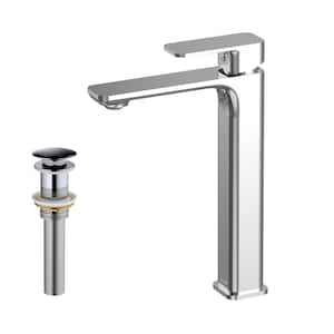 Venda Single Handle Single Hole Vessel Bathroom Faucet with Matching Pop-up Drain in Chrome