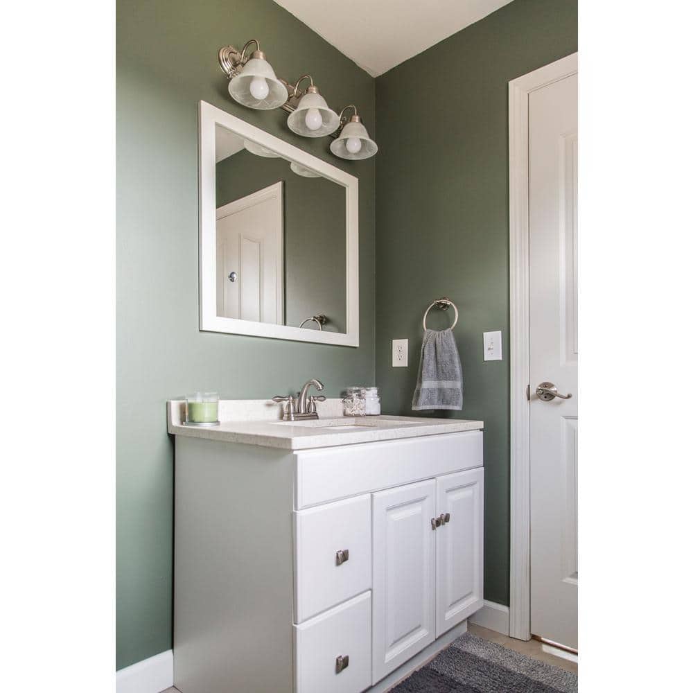 Wyndham 36" White Solid Wood Bathroom Vanity with Satin Nickel Hardware
