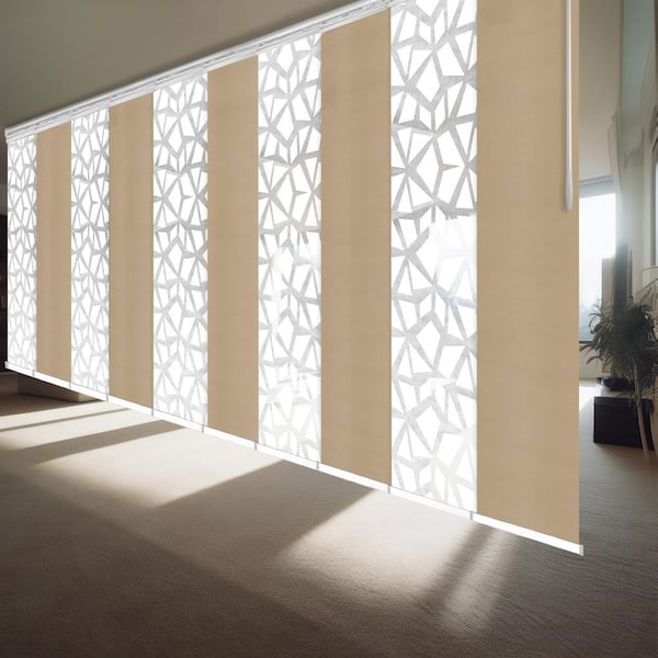 EMOH Icy Coast 120 in. - 218 in. W x 94 in. L Adjustable 10-Panel White Double Rail Panel Track with 23.5 in. Slates