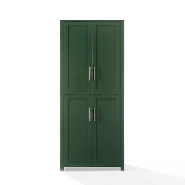 CROSLEY FURNITURE Savannah Hunter Green Wood 28 in. Pantry Cabinet