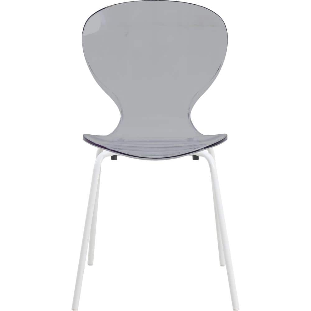 Oyster Transparent Black Plastic Side Chair with Stainless Steel Legs