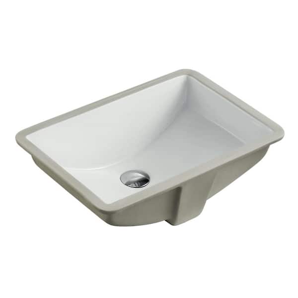 Kingsman Hardware 20-7/8 in. x 14-3/4 in. Rectrangle Undermount Vitreous Glazed Ceramic Lavatory Vanity Bathroom Sink Pure White