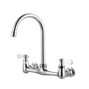 Double Handle Wall Mount Standard Kitchen Faucet with 8 in. Swivel Spout in Polished Chrome