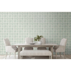 30.75 sq. ft. Mineral Green Augustine Vinyl Peel and Stick Wallpaper Roll