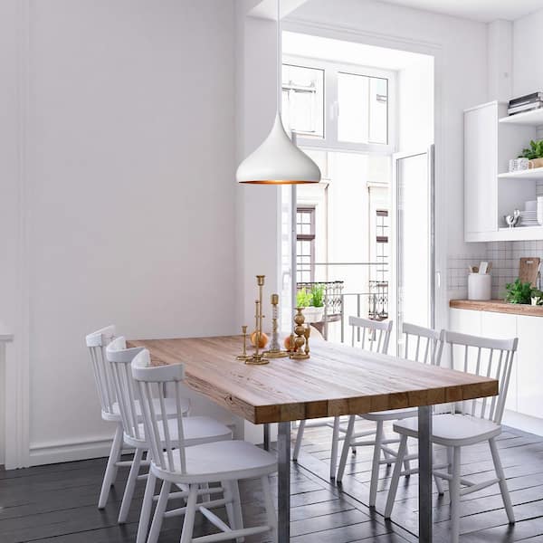 Edvivi 100-Watt 1-Light 12 in. White Single Pendant Light with
