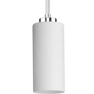 Cofield Collection 4 in. 1-Light Polished Chrome Transitional Pendant with Etched White Glass Shade