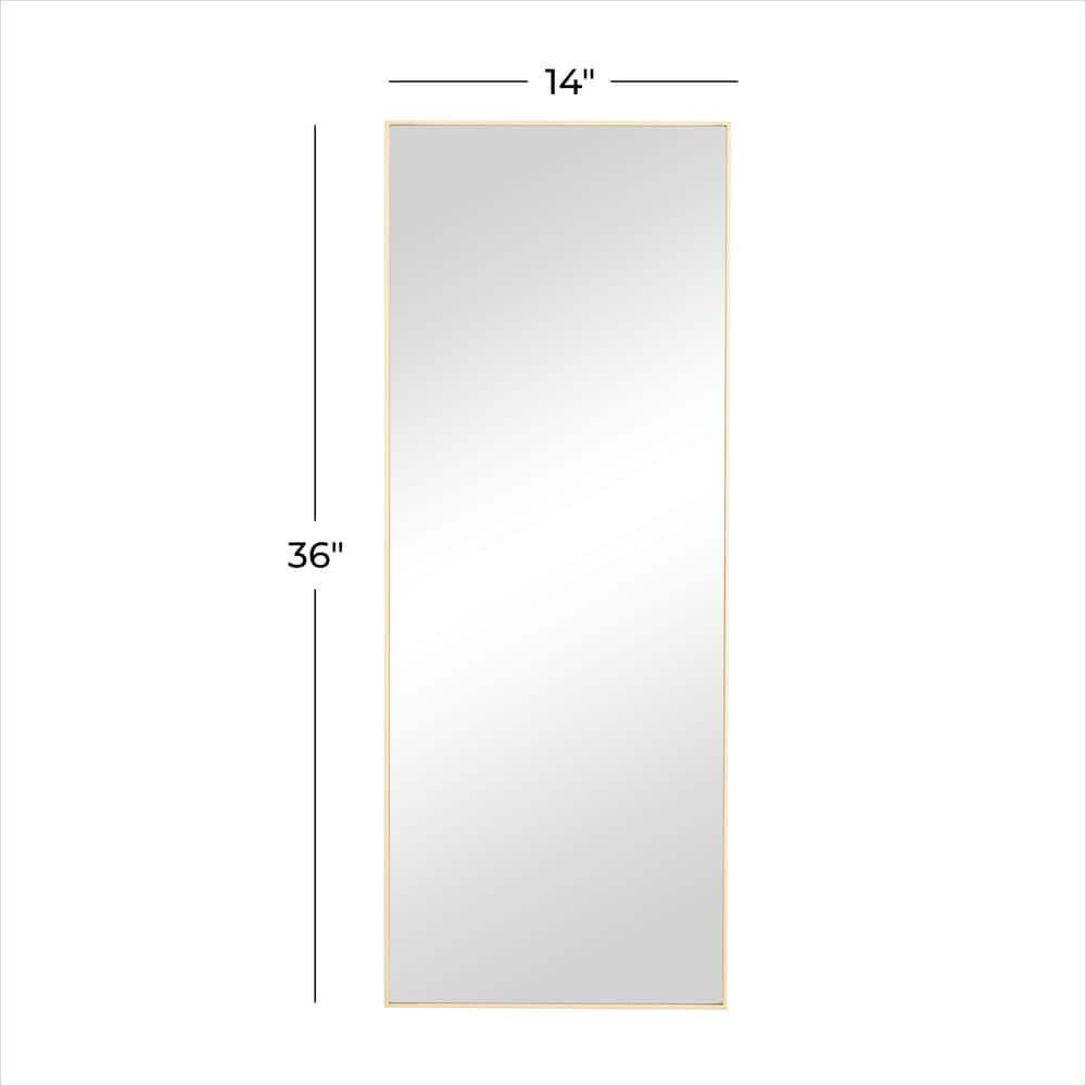 Elegant Gold-Framed Rectangular Wood Wall Mirror, 14" x 36"