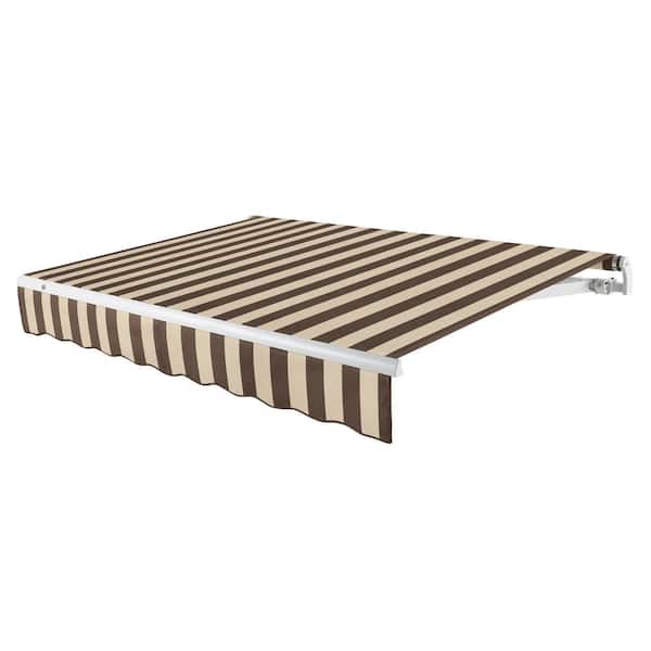 AWNTECH 10 ft. Maui Left Motorized Patio Retractable Awning (96 in. Projection) Brown/Tan