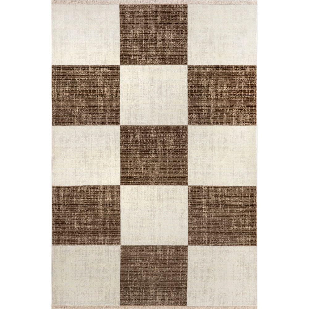 Handmade Red and Brown Synthetic Rectangular Area Rug 4' x 6'