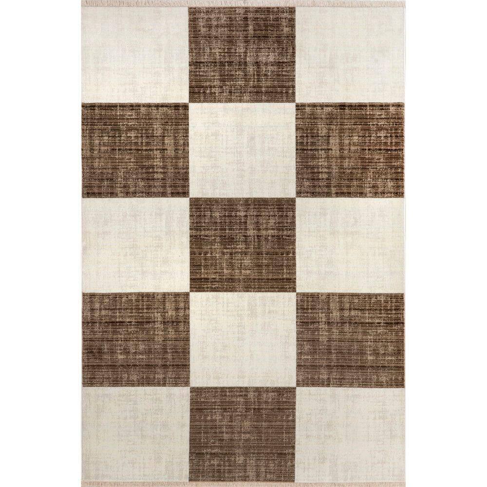 Handmade Red and Brown Synthetic Rectangular Area Rug 4' x 6'