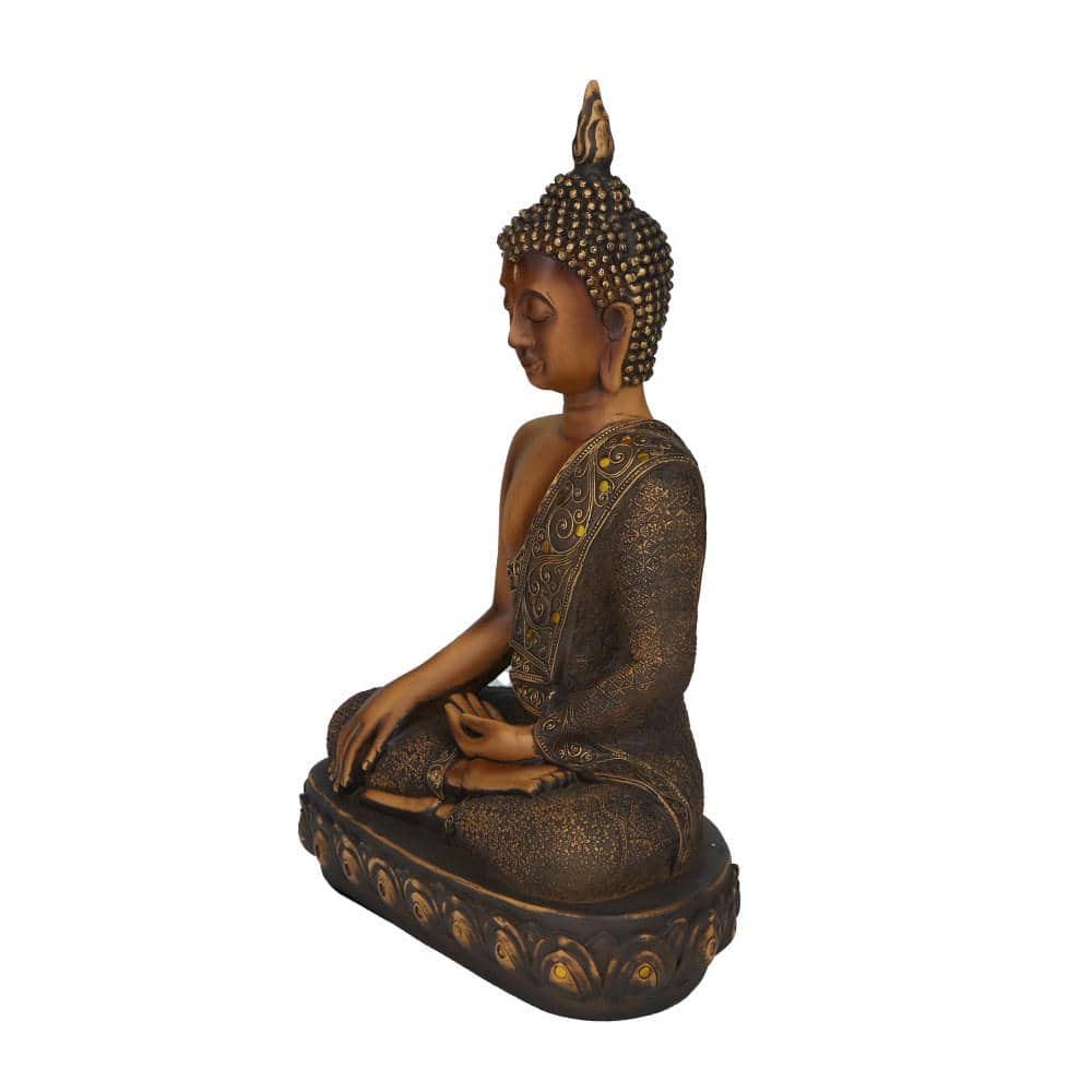 Litton Lane Brown Polystone Meditating Buddha Sculpture with